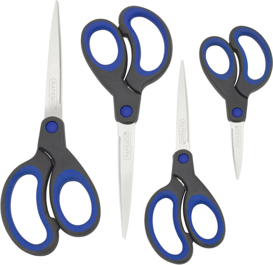 RAPESCO Schere Soft-Grip 1578 4 Stück schwarz/blau Idealshop