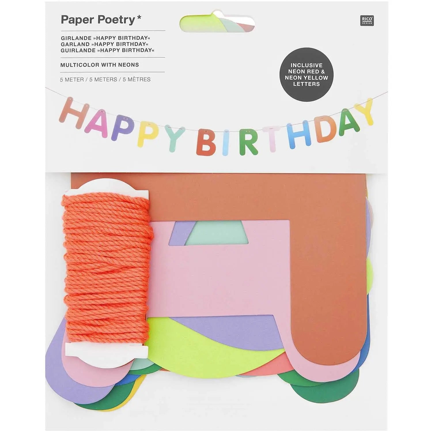 RICO DESIGN Girlande Happy Birthday 5m 300343 bunt Idealshop
