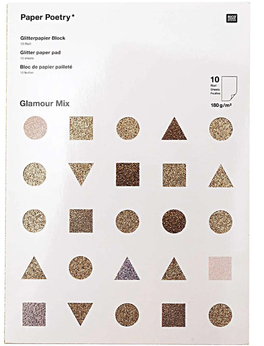 RICO DESIGN Glitterpapierblock A4 0 Glamour 180g, 10 Blatt Idealshop