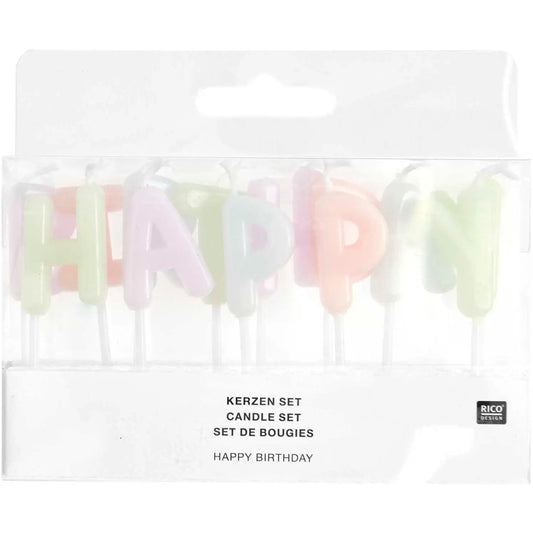 RICO DESIGN Kerzen Happy BIrthday 400590 pastell Idealshop