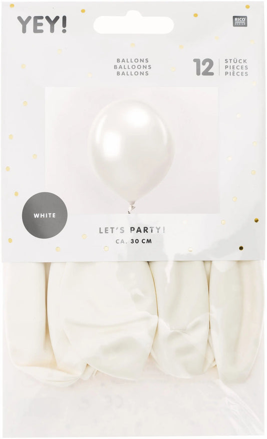 RICO DESIGN Luftballons 30cm 81001.00.02 weiss 12 Stück Idealshop