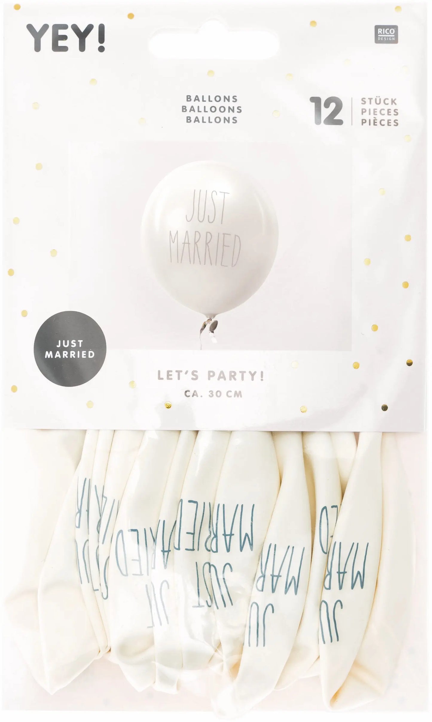 RICO DESIGN Luftballons 30cm 81001.00.05 Just Married 12 Stück Idealshop