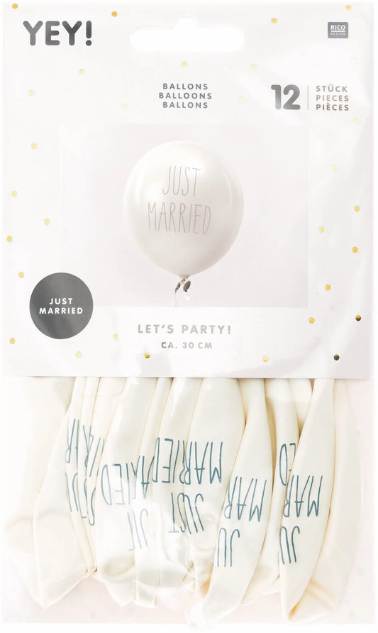 RICO DESIGN Luftballons 30cm 81001.00.05 Just Married 12 Stück Idealshop