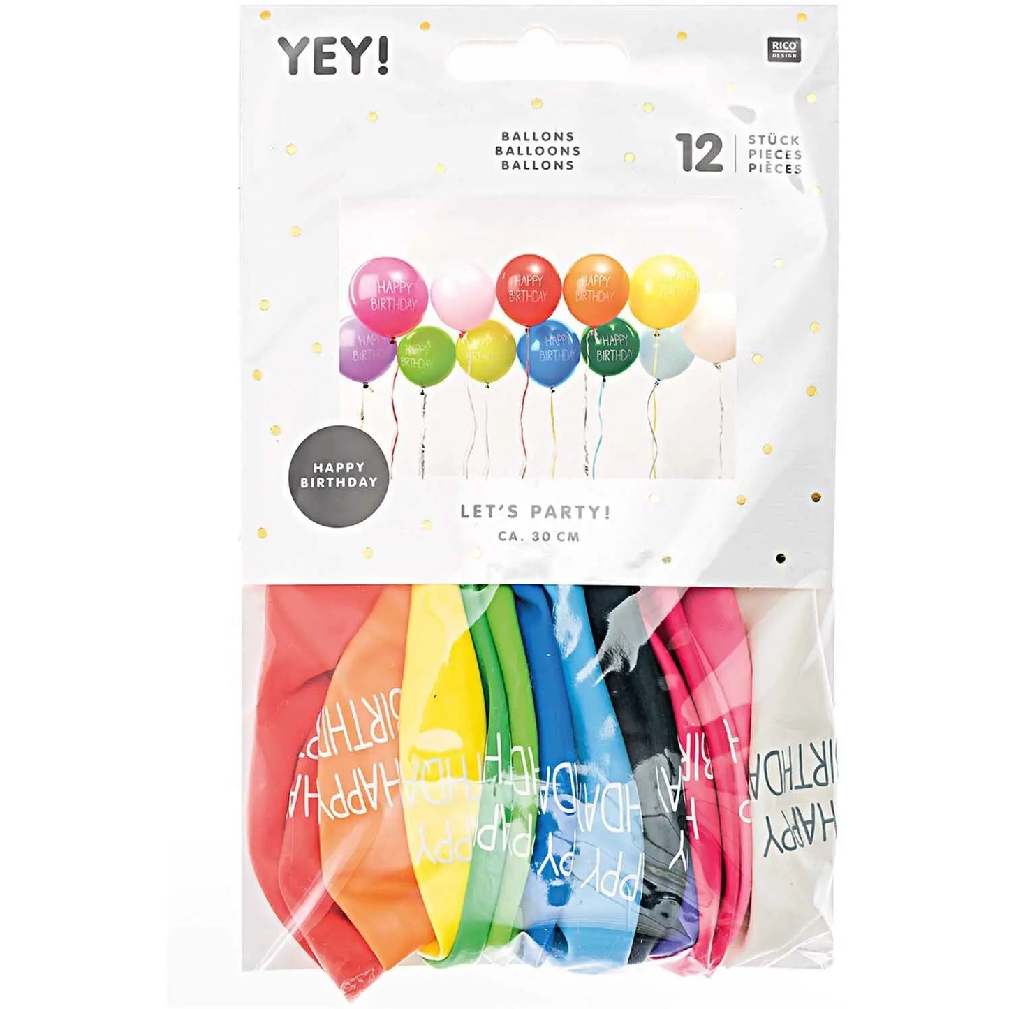 RICO DESIGN Luftballons 30cm 81001.00.15 Happy Birthday Idealshop