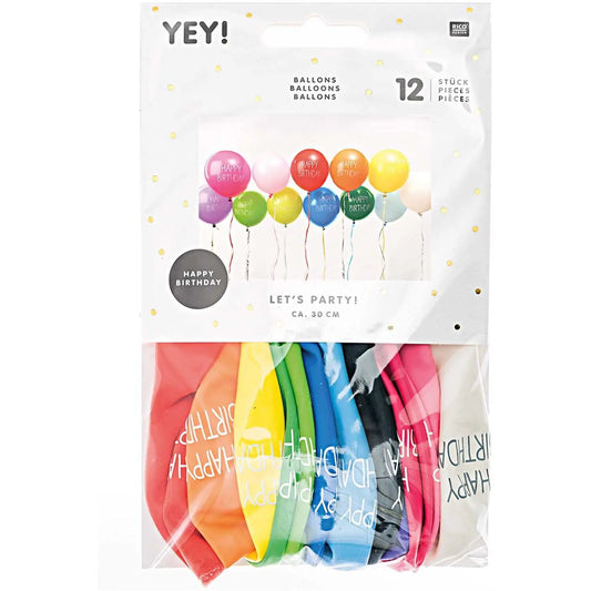 RICO DESIGN Luftballons 30cm 81001.00.15 Happy Birthday Idealshop