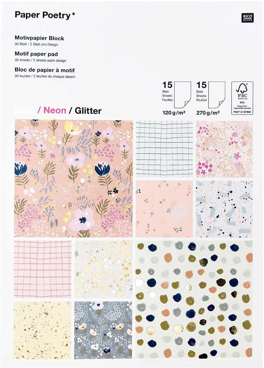 RICO DESIGN Motiv Block A4 0 Crafted Nature 120g, 30 Blatt Idealshop