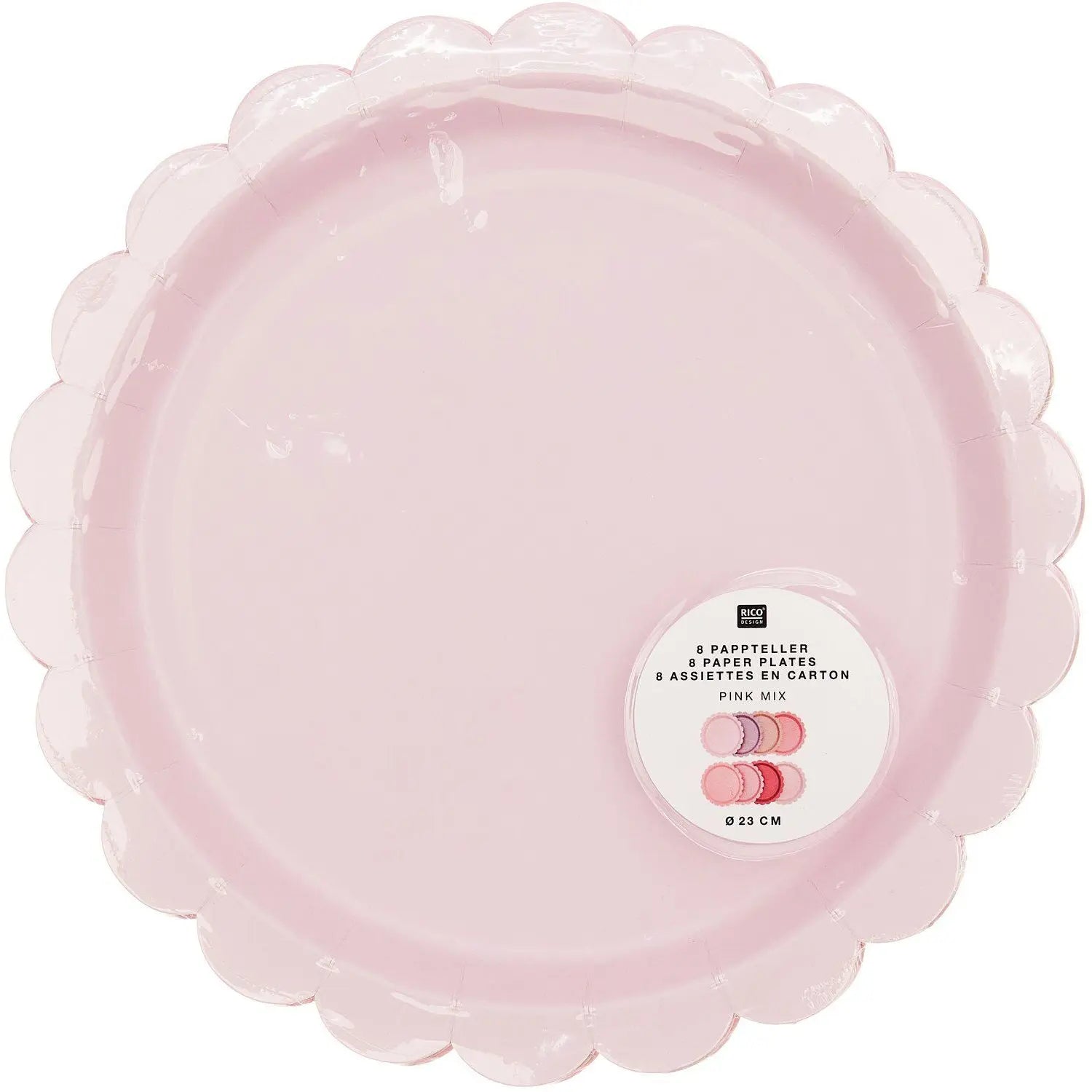 RICO DESIGN Pappteller 23cm 401000 Rosa Mix 8 Stück Idealshop