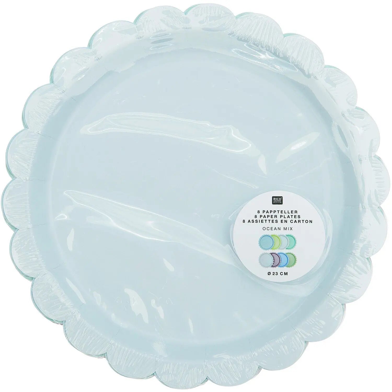 RICO DESIGN Pappteller 23cm 401001 Ozean Mix 8 Stück Idealshop