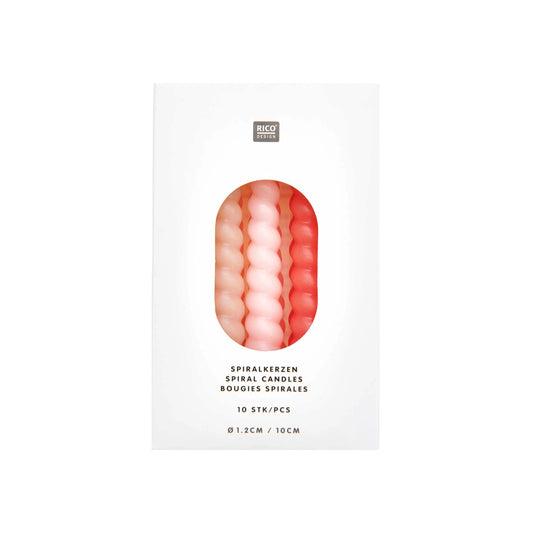 RICO DESIGN Spiralkerzen 10cm 400103 Smokey rosa Mix 10 Stück Idealshop