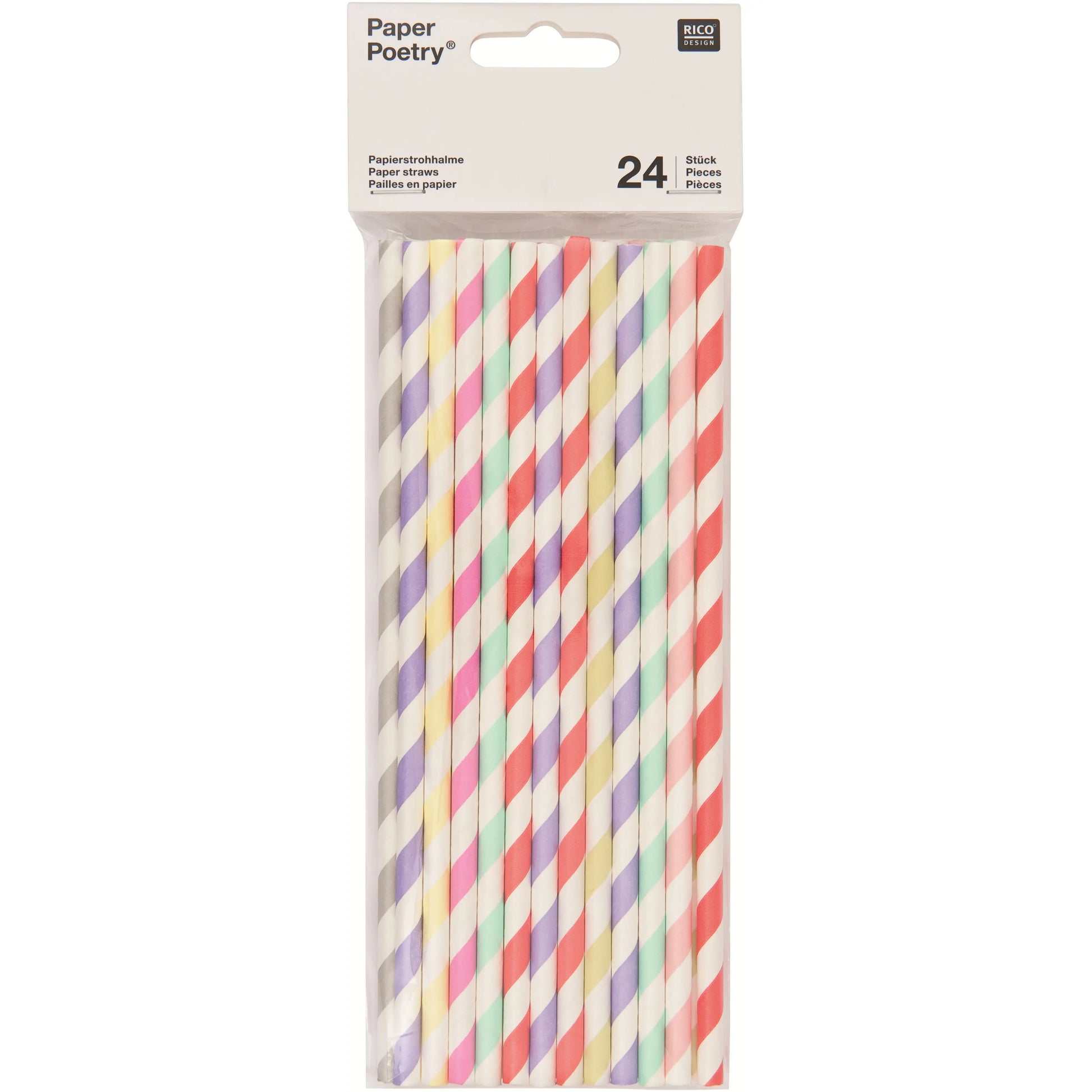 RICO DESIGN Strohhalme 19.5cm 08792.88.02 Sorbet Mix 24 Stück Idealshop