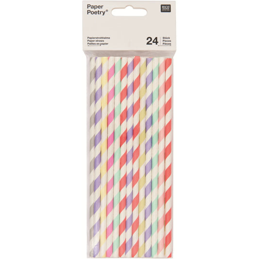 RICO DESIGN Strohhalme 19.5cm 08792.88.02 Sorbet Mix 24 Stück Idealshop