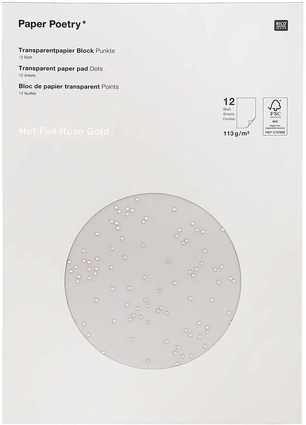 RICO DESIGN Transparent Papier A4 0 Punkte 113g, 12 Blatt Idealshop