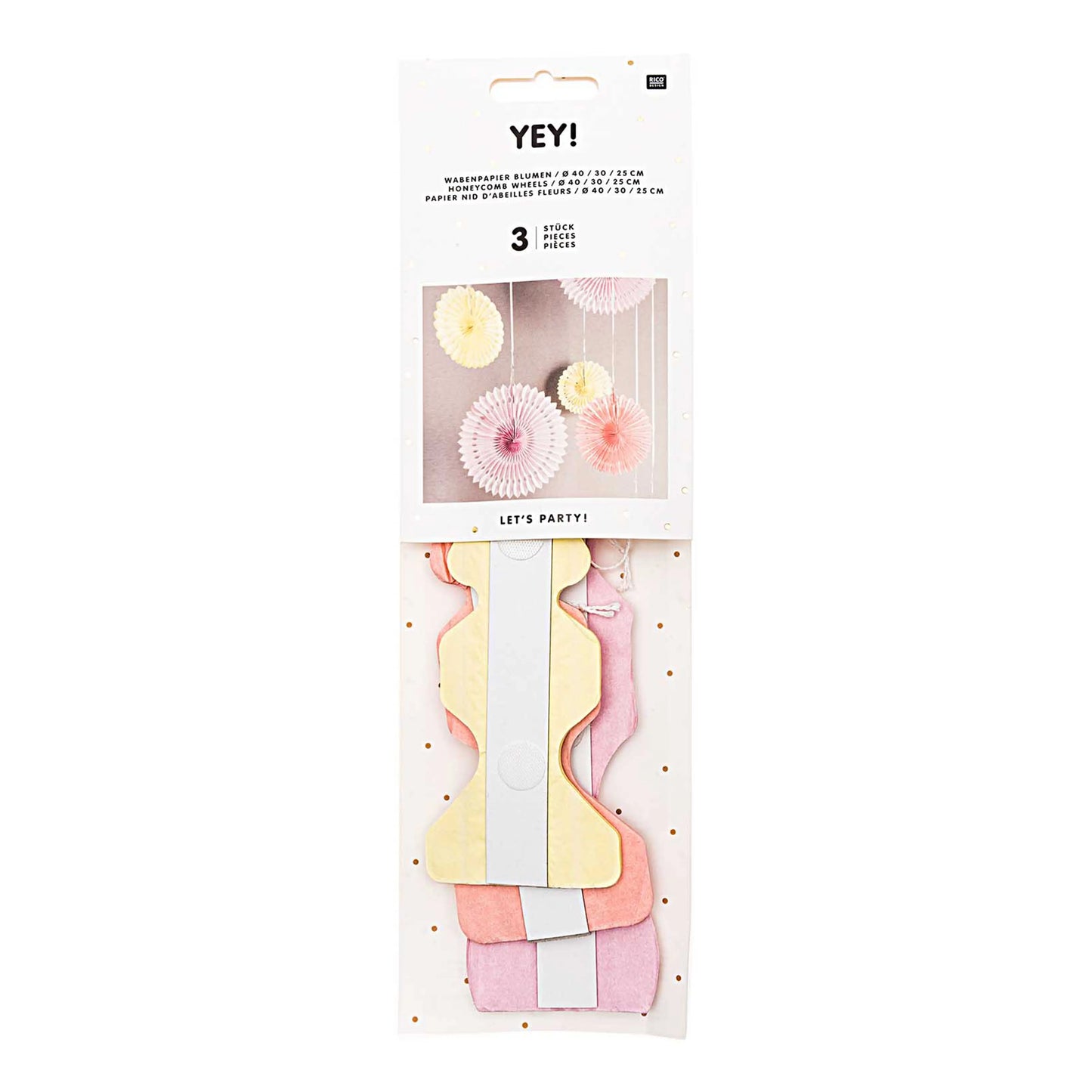 RICO DESIGN Wabenpapier 25-40cm 99001.71.17 Blumen, Sommer 3 Stück Idealshop