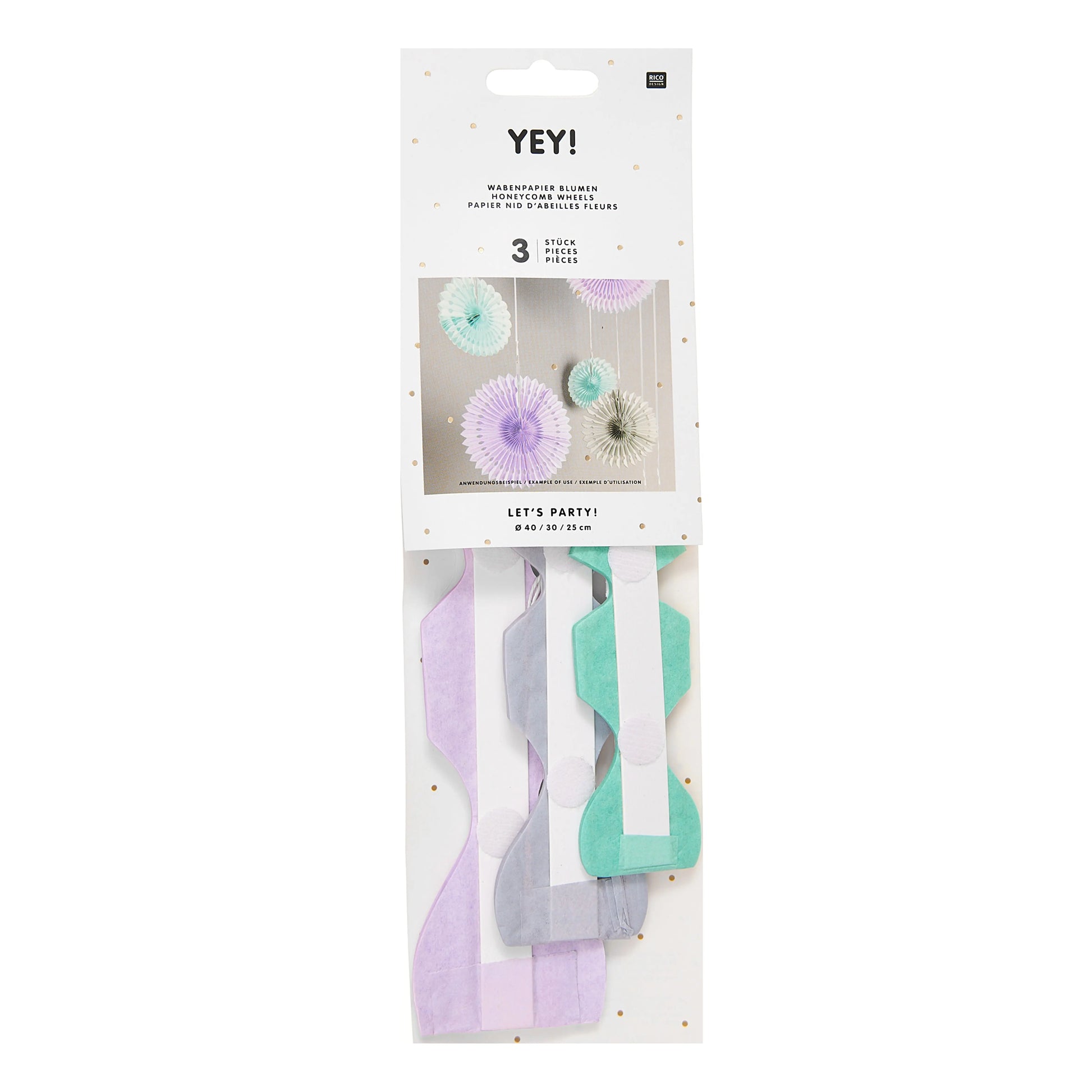 RICO DESIGN Wabenpapier 25-40cm 99001.71.18 Blumen, pastell 3 Stück Idealshop
