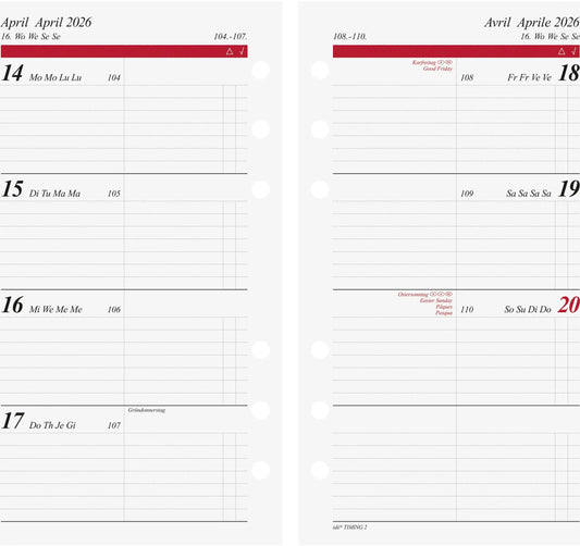 RIDOIDE Timing 2 Wochenkalender 2026 7066910006.26 1W/2S ML 9.3x17.2cm Idealshop