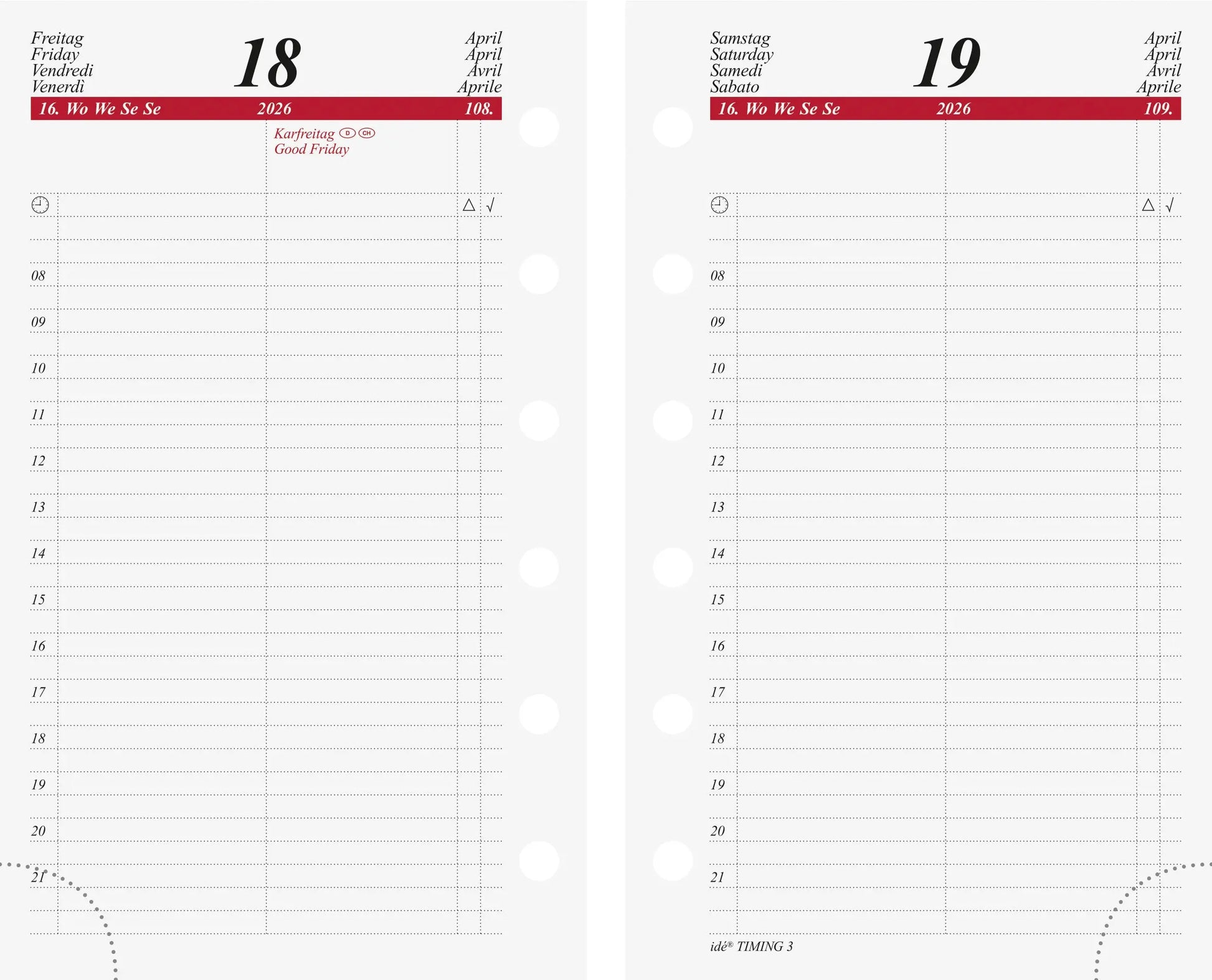 RIDOIDE Timing 3 Tageskalender 2026 7067900006.26 1T/1S ML 7.6x12.7cm Idealshop
