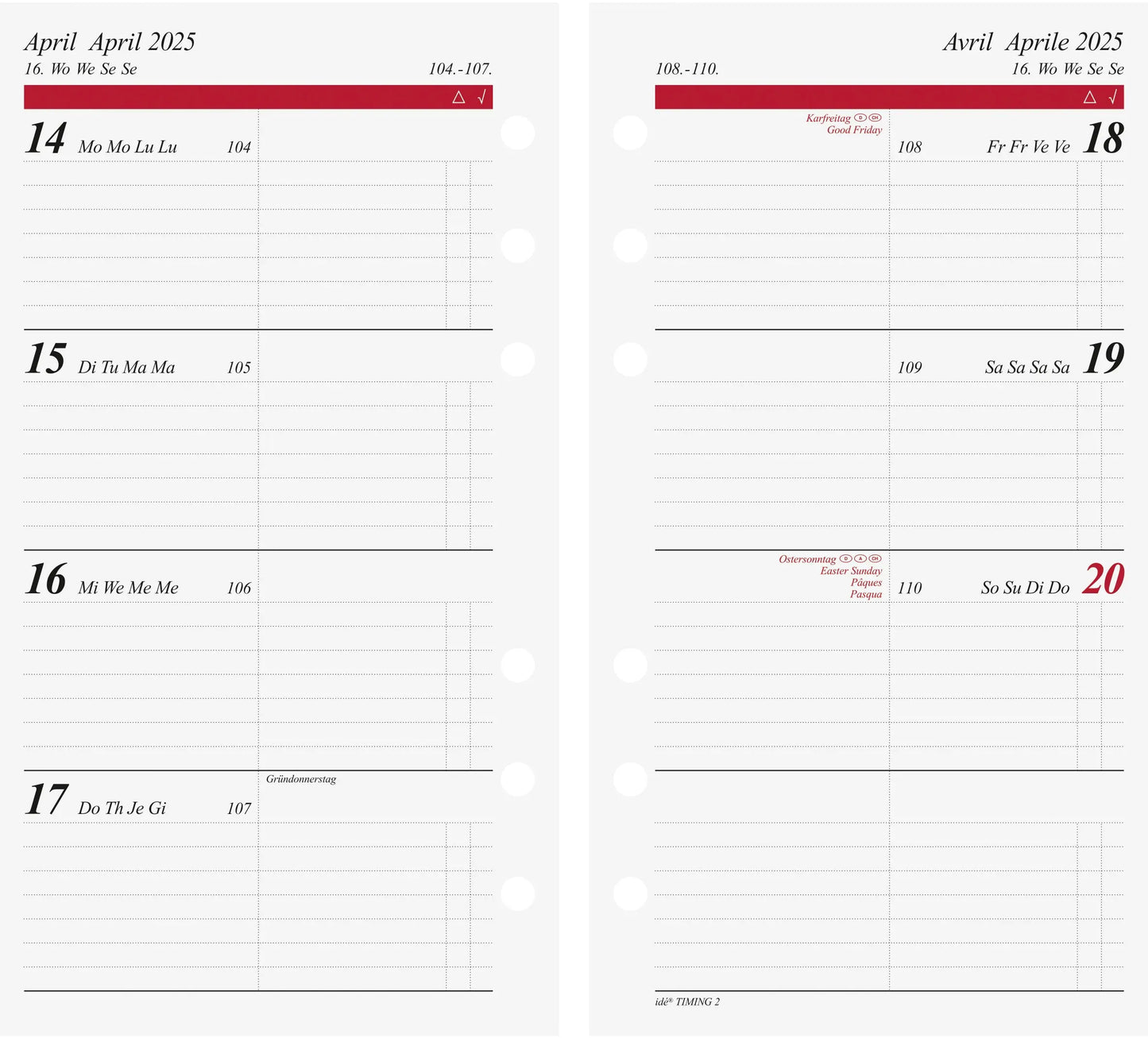 RIDOIDE   Wochenkalender Timing 2   2025 Idealshop