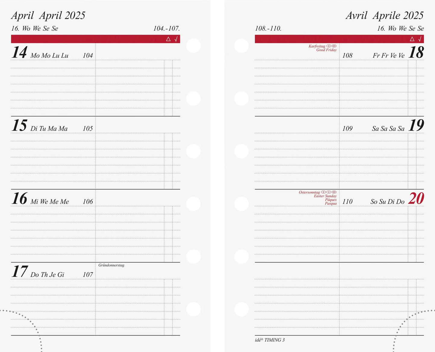 RIDOIDE   Wochenkalender Timing 3   2025 Idealshop