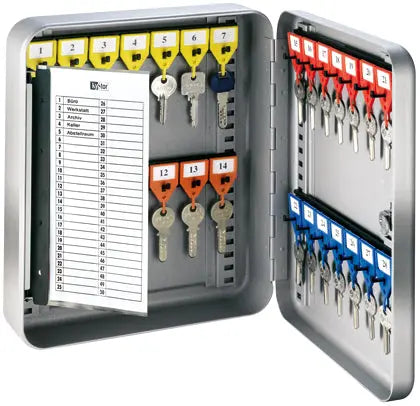 RIEFFEL SWITZERLAND Schlüsselkasten KyStor grau A15611 24,2x30x8cm 28 Haken Idealshop