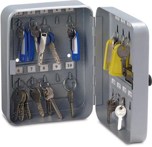 RIEFFEL SWITZERLAND Schlüsselkasten VT silber A19116 20×16×8cm, 20 Haken Idealshop