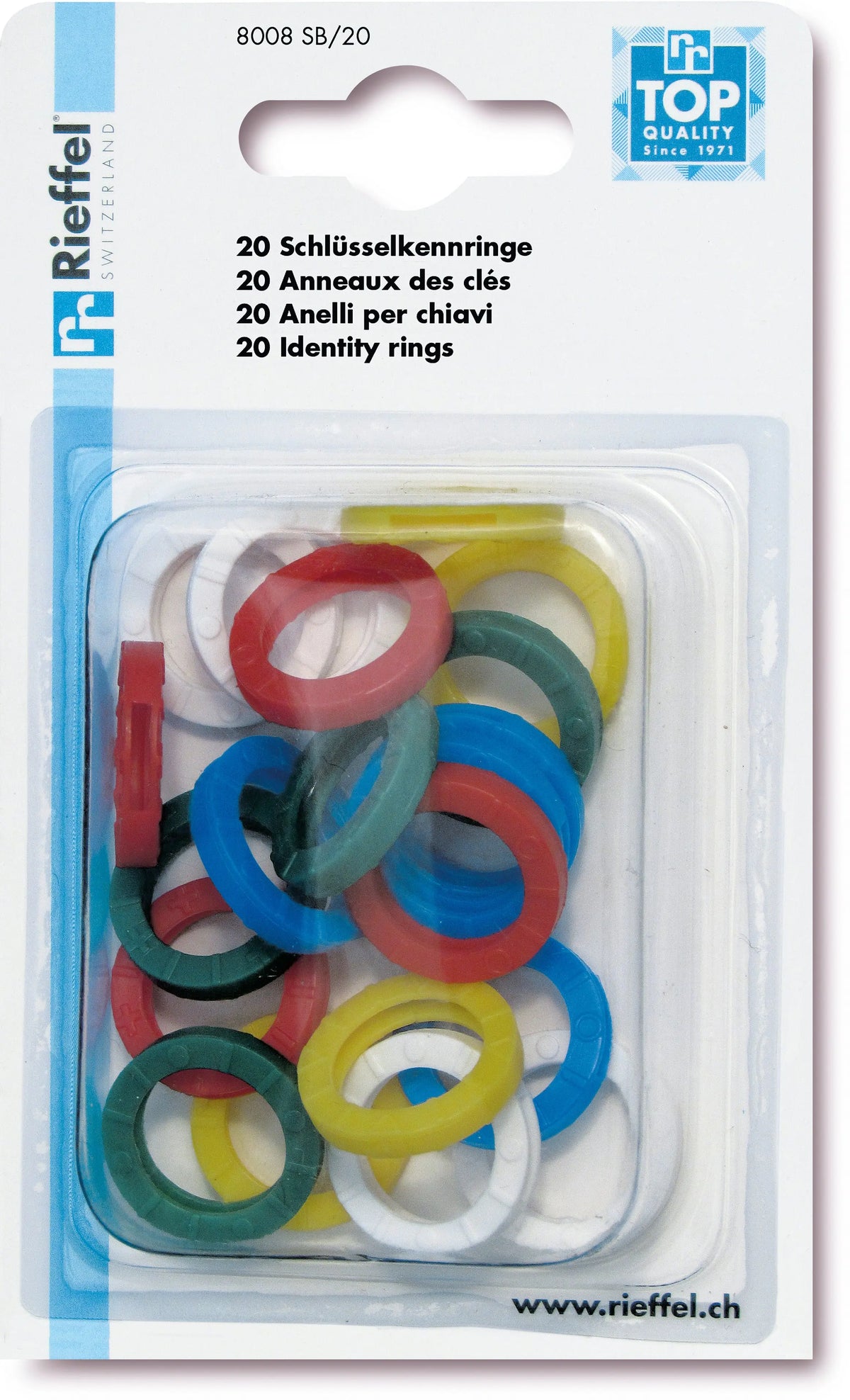 RIEFFEL SWITZERLAND Schlüsselkennringe A20947 ass. 20 Stück Idealshop