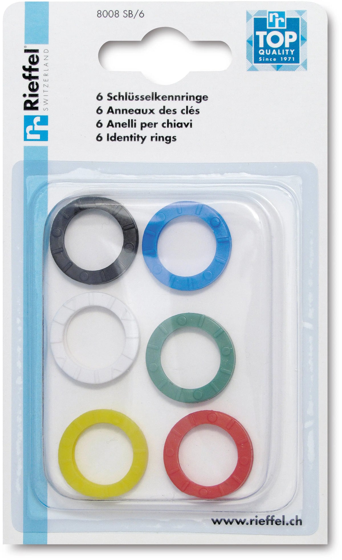 RIEFFEL SWITZERLAND Schlüsselkennringe A20948 ass. 6 Stück Idealshop