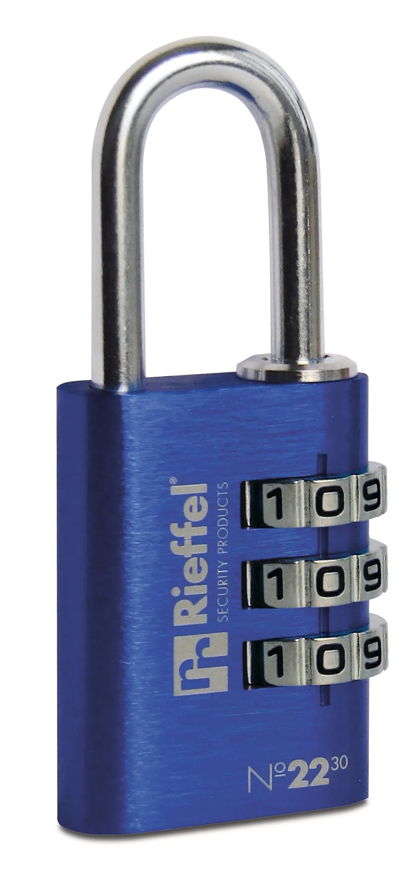 RIEFFEL SWITZERLAND Vorhängeschloss Nr. 22 27,5mm A10525 blau, mit Zahlenschloss Idealshop