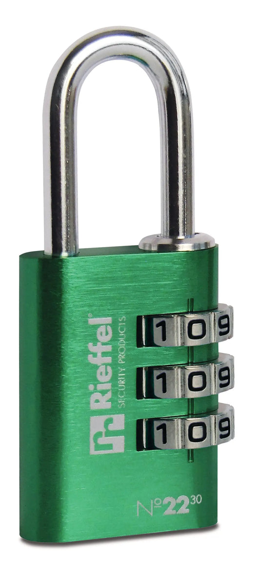 RIEFFEL SWITZERLAND Vorhängeschloss Nr. 22 27,5mm A10527 grün, mit Zahlenschloss Idealshop