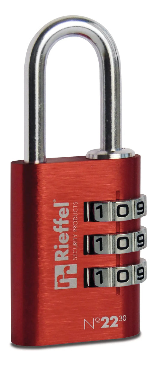 RIEFFEL SWITZERLAND Vorhängeschloss Nr. 22 27,5mm A10529 rot, mit Zahlenschloss Idealshop