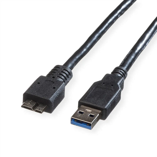 ROLINE USB-A-Micro B, Datenkabel 11.02.8873 Black, ST/ST, 3.2 Gen1 0.8m Idealshop