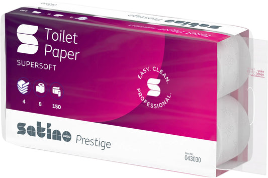 SATINO Toilettenpapier Prestige 2078393 4-lagig, 8 Rollen, hochweiss Idealshop
