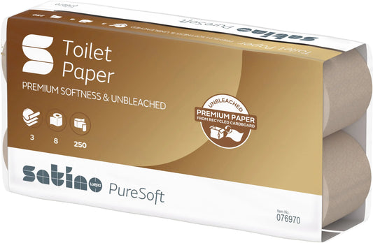 SATINO Toilettenpapier PureSoft 628528 3-lagig, 8 Rollen à 250 Blatt Idealshop