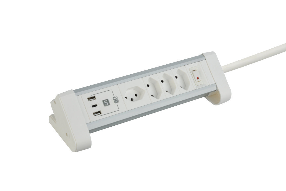 SCHOENENBERGER ALU Tisch-Steckdosenleiste 2m 85.861.4AL USB-C silber/schwarz Idealshop
