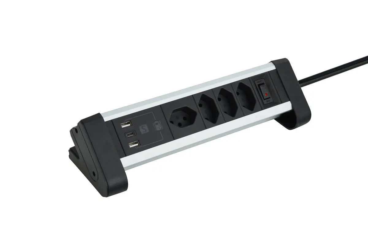 SCHOENENBERGER ALU Tisch-Steckdosenleiste 3m 85.860.4AL USB-C silber/schwarz Idealshop