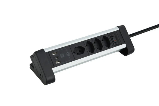 SCHOENENBERGER ALU Tisch-Steckdosenleiste 3m 85.860.4AL USB-C silber/schwarz Idealshop