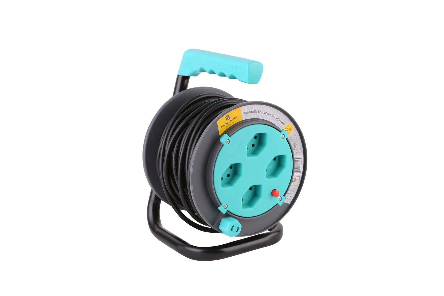 SCHOENENBERGER Kabelrolle 15m 89.100.15TU COLOR türkis/schwarz Idealshop