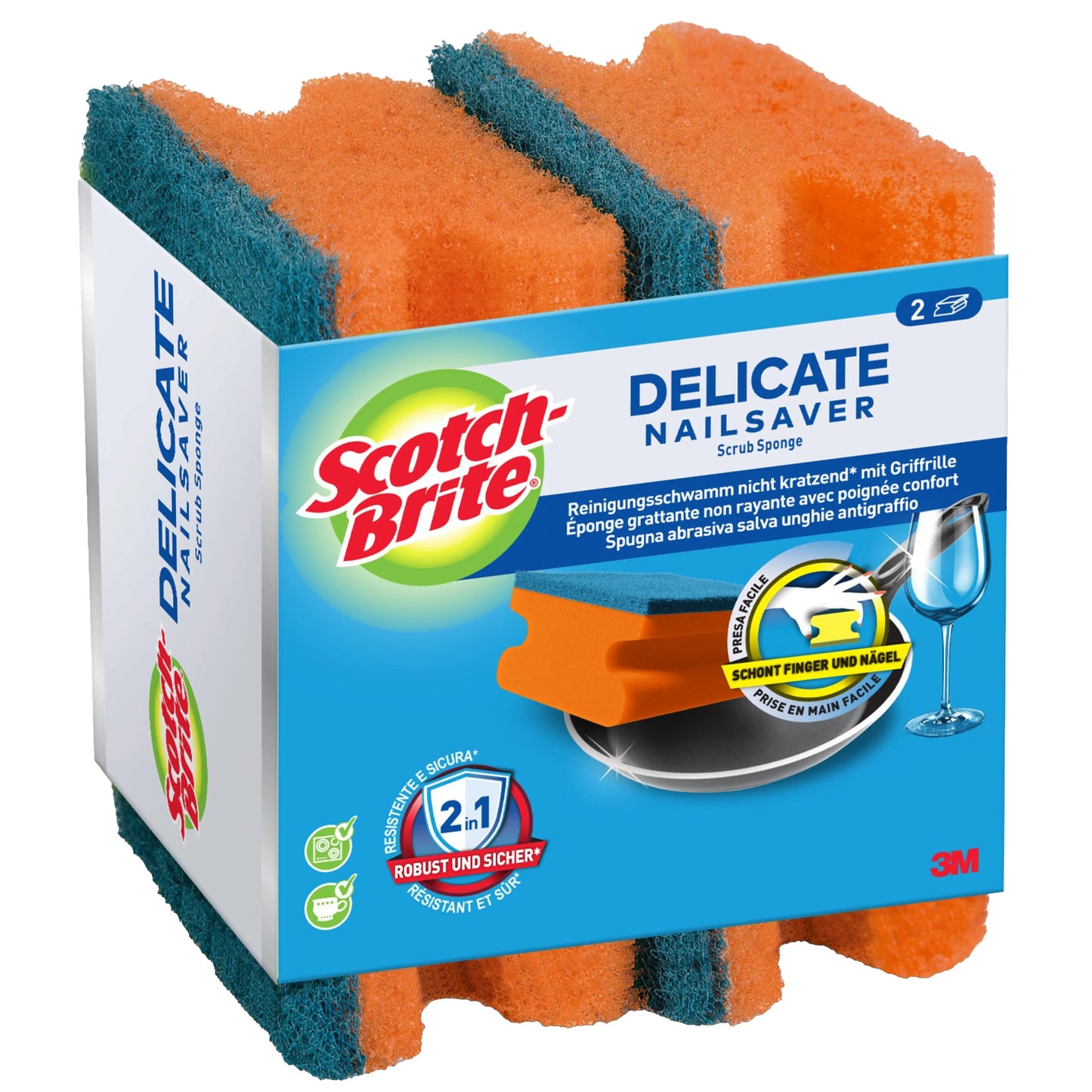 SCOTCH-BRITE Delicate, Schwamm DENS2CH blau/orange 2 Stück Idealshop