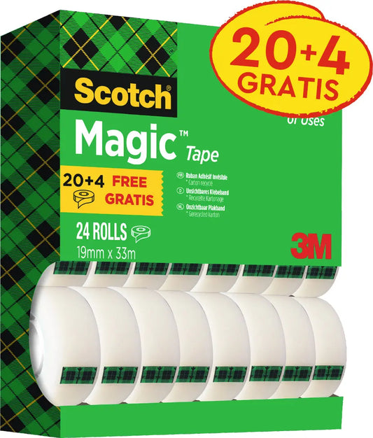 SCOTCH Magic Tape 810 19mmx33m 8-1933R24 invisible, 20+4, 24 Stk. Idealshop