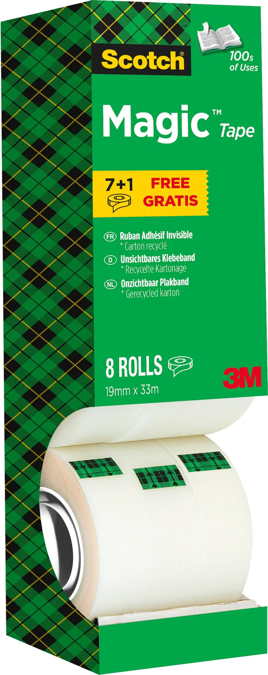 SCOTCH Magic Tape Turm 810 19mmx33m 8-1933R8 unsichtbar 8 Rollen Idealshop