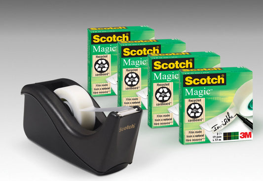 SCOTCH Tischabroller schwarz C60-BK4 inkl. 4 Magic Tape 19mmx33m Idealshop