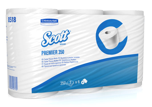 SCOTT Toilettenpapier weiss 18518 350 Blatt, 3-lagig 6 Stück Idealshop