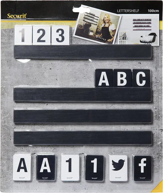 SECURIT Buchstabenleiste, Set 1m LES-BL-100 schwarz 2.5x25x1cm Idealshop