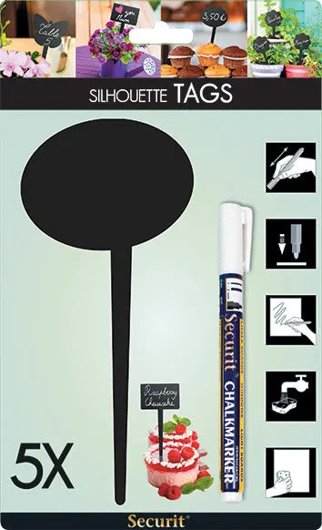 SECURIT Gartenstecker SILHOUETTE TAG-BUBBLE-5 schwarz 18x8.1x0.1cm Idealshop
