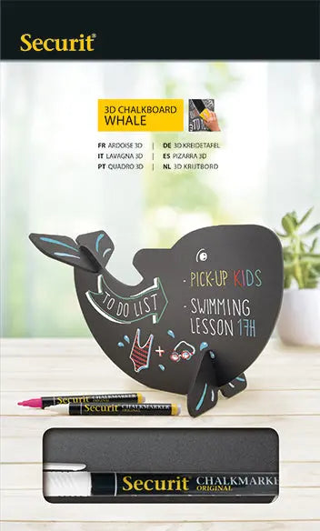SECURIT Kreidetafel WHALE T3D-WHALE schwarz 22x14.5x10cm Idealshop