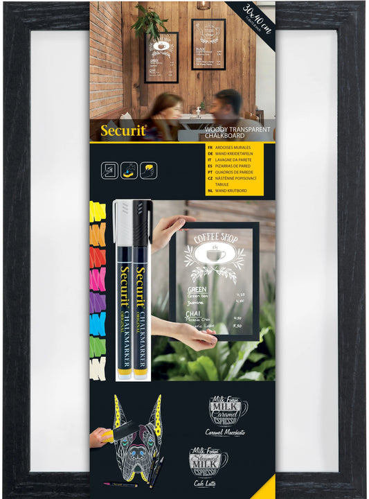 SECURIT Kreidetafel WOODY WBW-GL-BL-40 transparent 40x30x1cm0.7kg Idealshop
