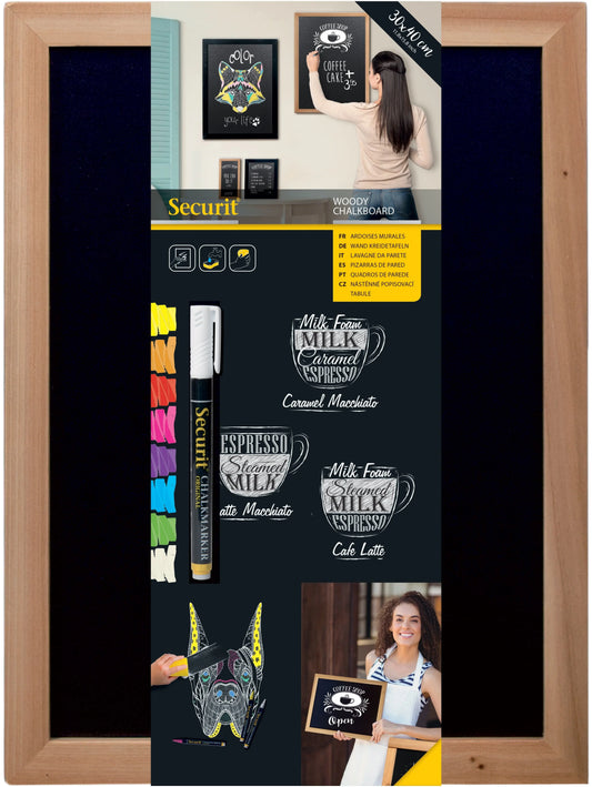 SECURIT Kreidetafel WOODY WBW-TE-30-40 teak 40x30x1cm Idealshop