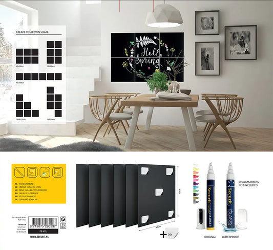 SECURIT Kreidetafel XXL FB-XXL 6 Stück 40x40x0.2cm Idealshop