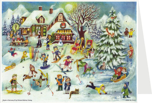 SELLMER Adventskalender A6 40131 Postkarte Skihütte Idealshop
