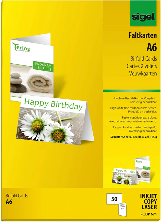 SIGEL Faltkarten A6 DP671 weiss, 185g 50 Stück Idealshop