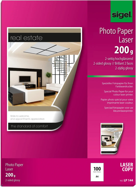 SIGEL Farblaser-Papier A4 LP142 170g,glossy, weiss 100 Blatt Idealshop